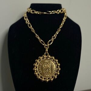 CHANEL Gold Medallion Necklace with COA